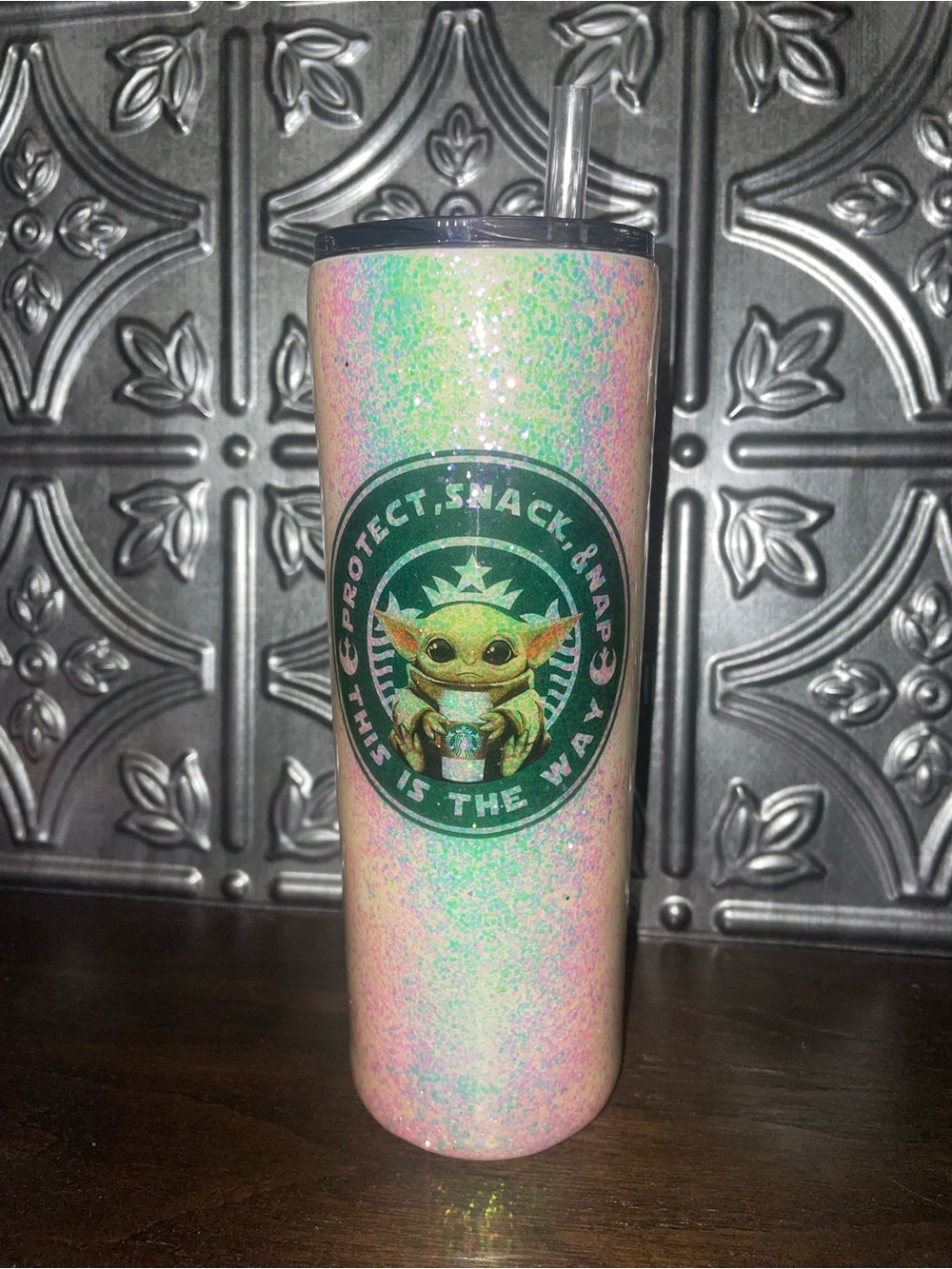 Baby Yoda "This Is The Way" Glitter Sparkle Tumbler